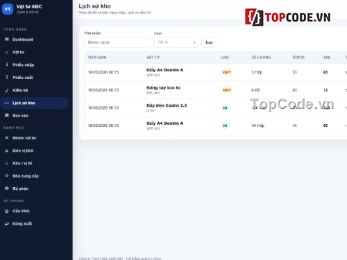 web công ty,quản lý vật tư,website quản lý vật tư