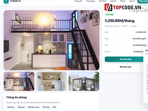 Website AI,Website Tìm Kiếm Phòng Trọ,Website Quản Lý kho,Web Thuê Phòng Trọ