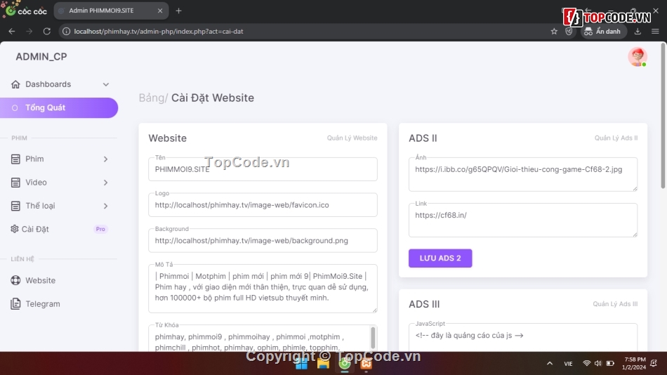 Full Source Code Web Phim