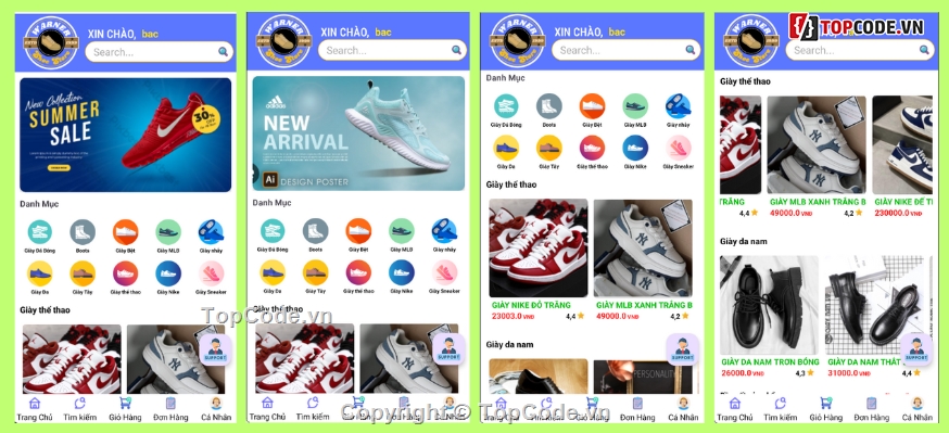 App bán hàng,App bán hàng android,bán giày,app bán giày