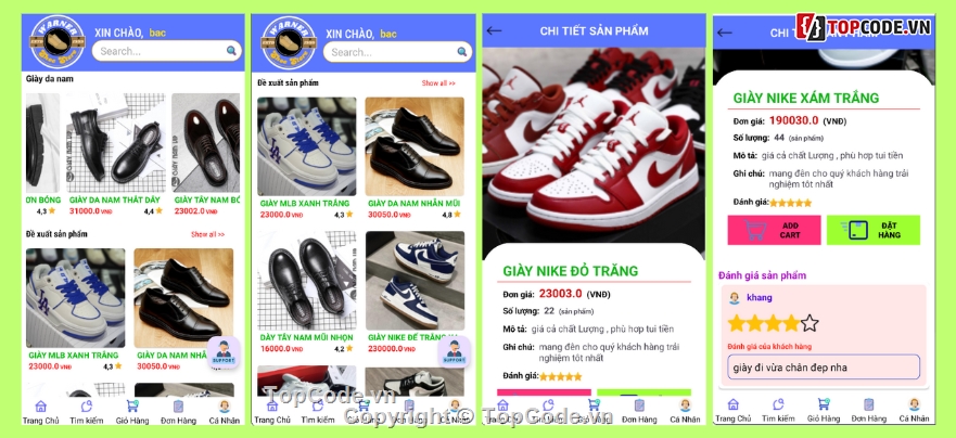 App bán hàng,App bán hàng android,bán giày,app bán giày