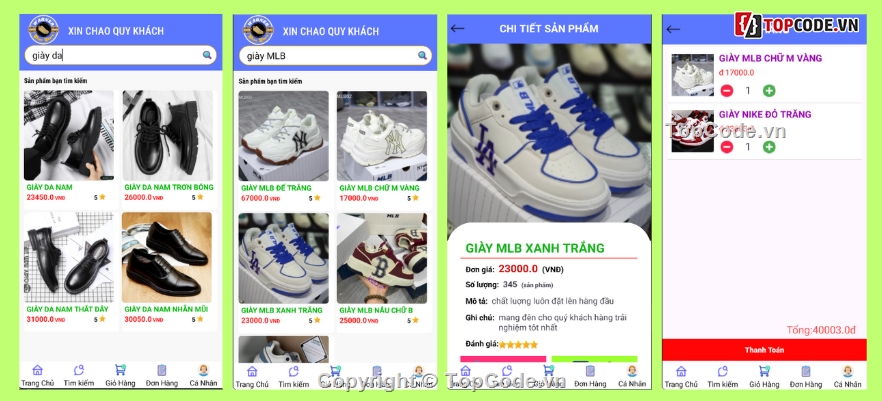 App bán hàng,App bán hàng android,bán giày,app bán giày