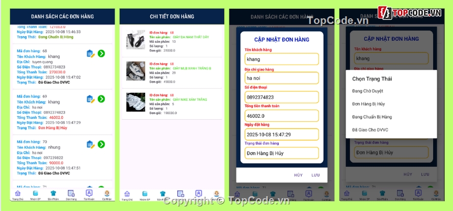 App bán hàng,App bán hàng android,bán giày,app bán giày