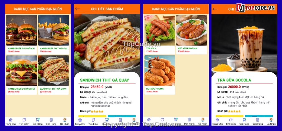 đồ án android,App,app đặt đồ ăn android,app bán hàng android