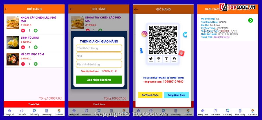 đồ án android,App,app đặt đồ ăn android,app bán hàng android