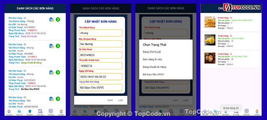 đồ án android,App,app đặt đồ ăn android,app bán hàng android