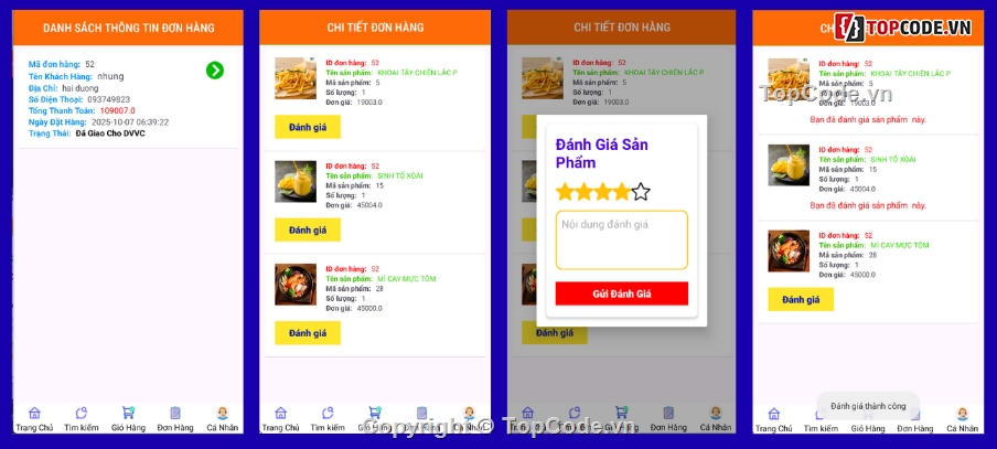 đồ án android,App,app đặt đồ ăn android,app bán hàng android