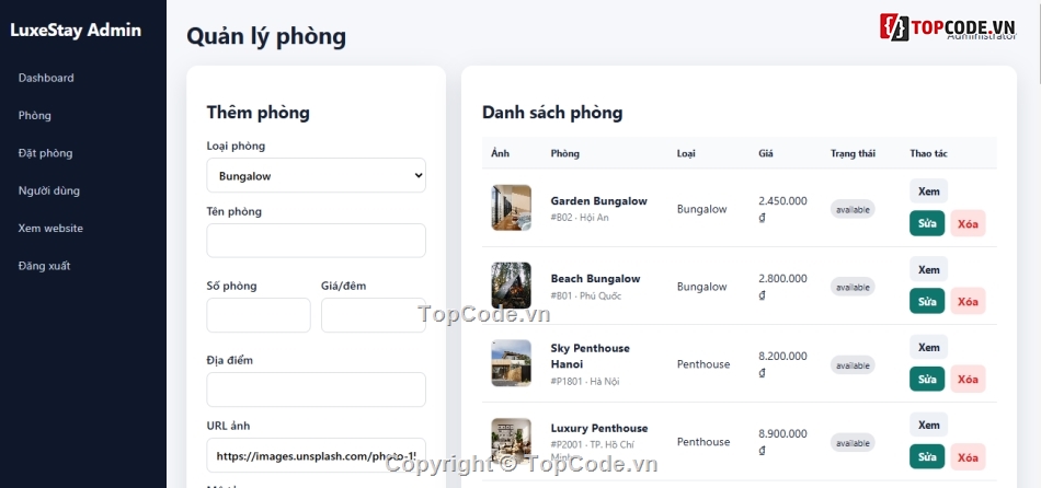 web khách sạn,Đồ án web PHP,PHP MVC,đặt phòng khách sạn,website đặt phòng khách sạn