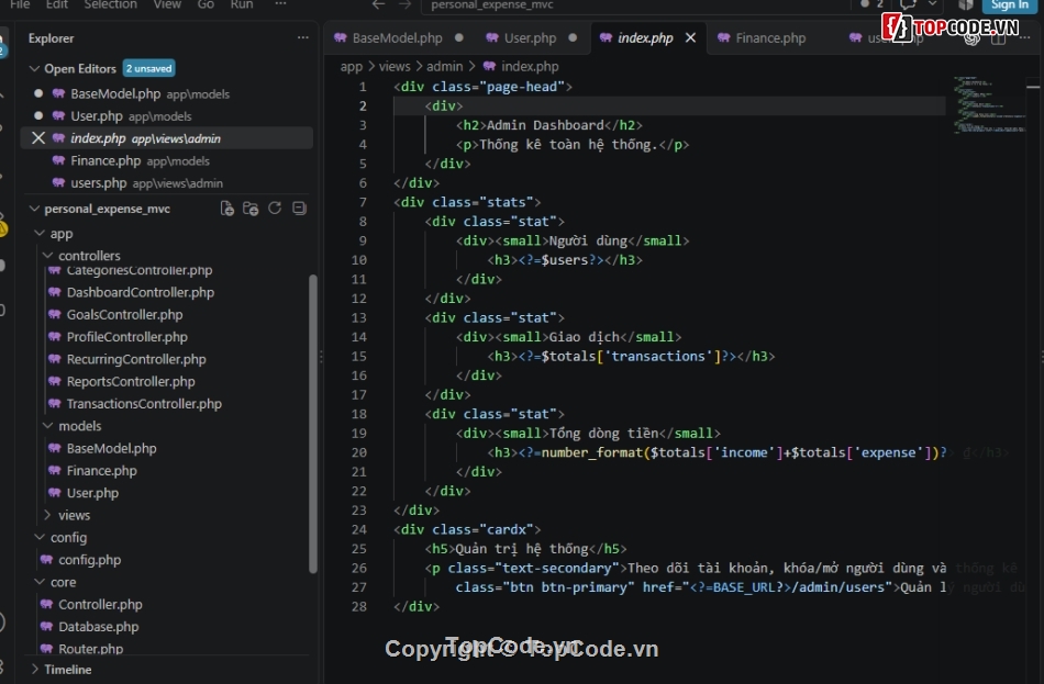 quản lý cá nhân,quản lý chi tiêu cá nhân,PHP MVC,Website quản lý chi tiêu