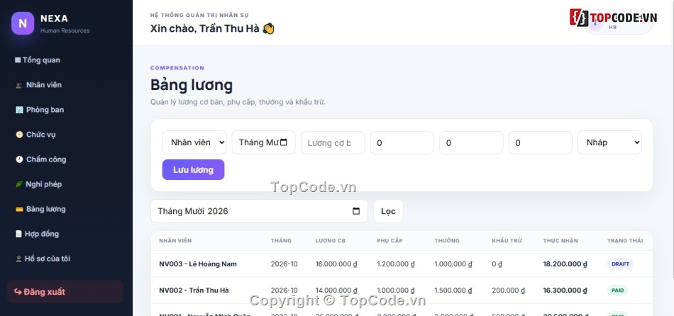 quản lý nhân sự,web quản lý,website quản lý nhân sự