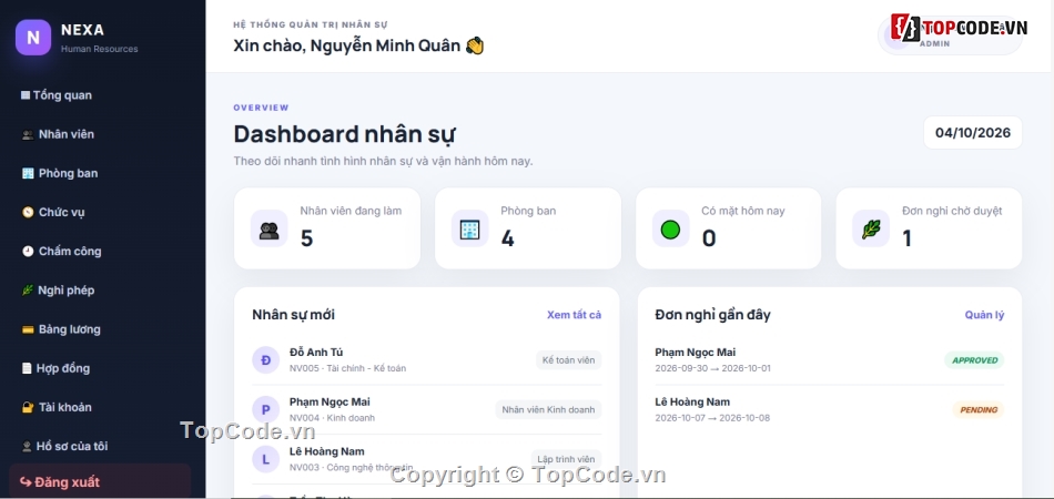 quản lý nhân sự,web quản lý,website quản lý nhân sự