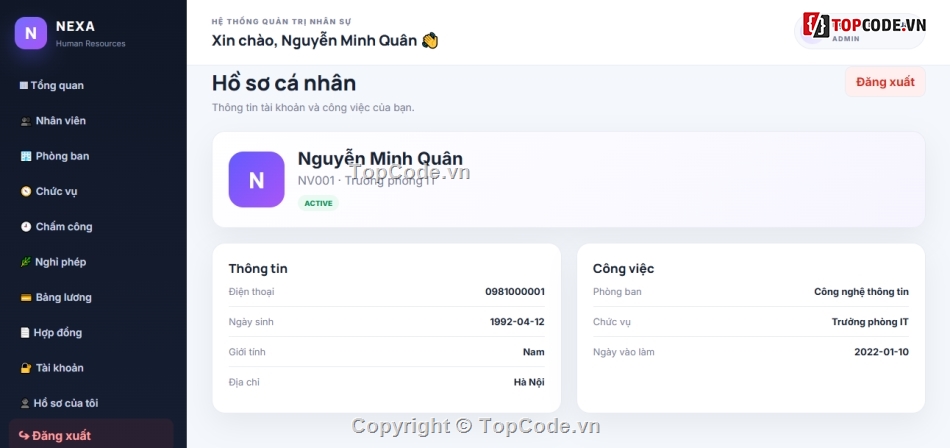 quản lý nhân sự,web quản lý,website quản lý nhân sự