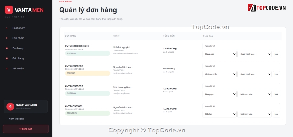 Website bán hàng,website bán quần áo,MVC,quản lý bán hàng PHP,PHP MYSQL,website bán hàng PHP MVC
