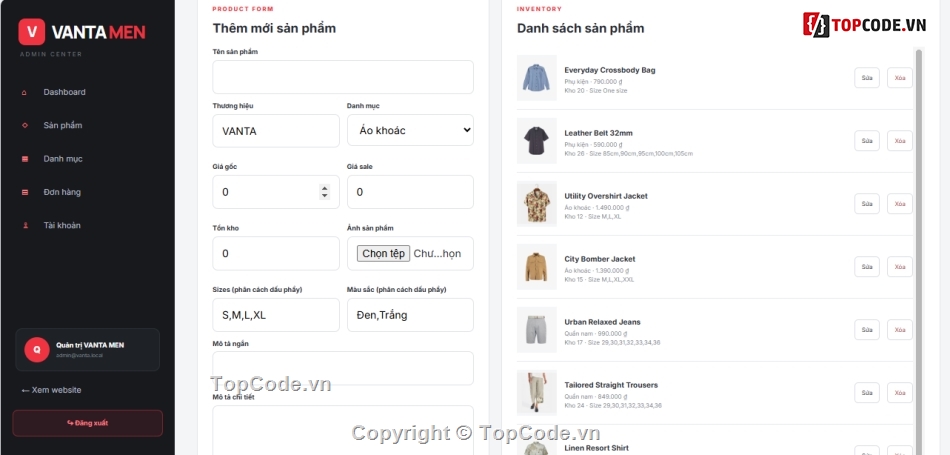 Website bán hàng,website bán quần áo,MVC,quản lý bán hàng PHP,PHP MYSQL,website bán hàng PHP MVC