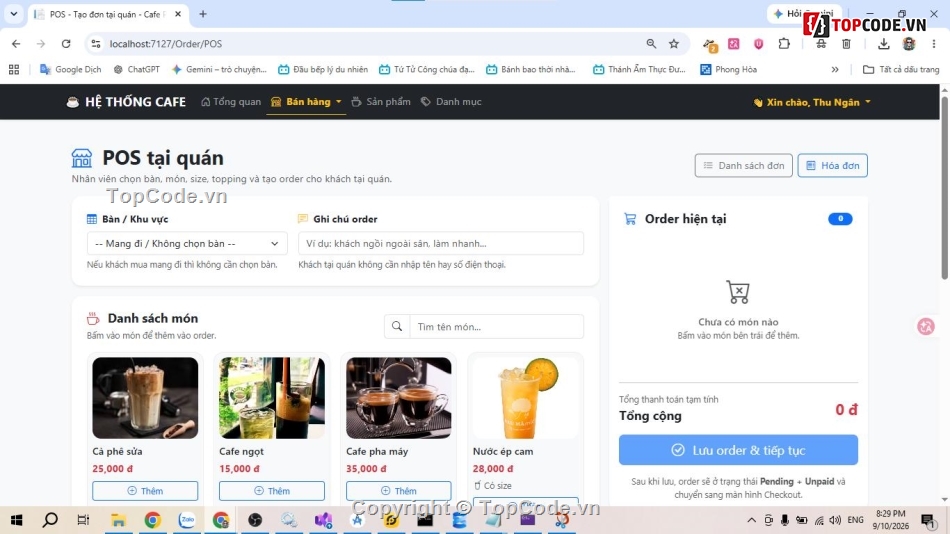 ASP.NET,MVC,Cafe,Website Quản lý Hệ thống,Website cafe