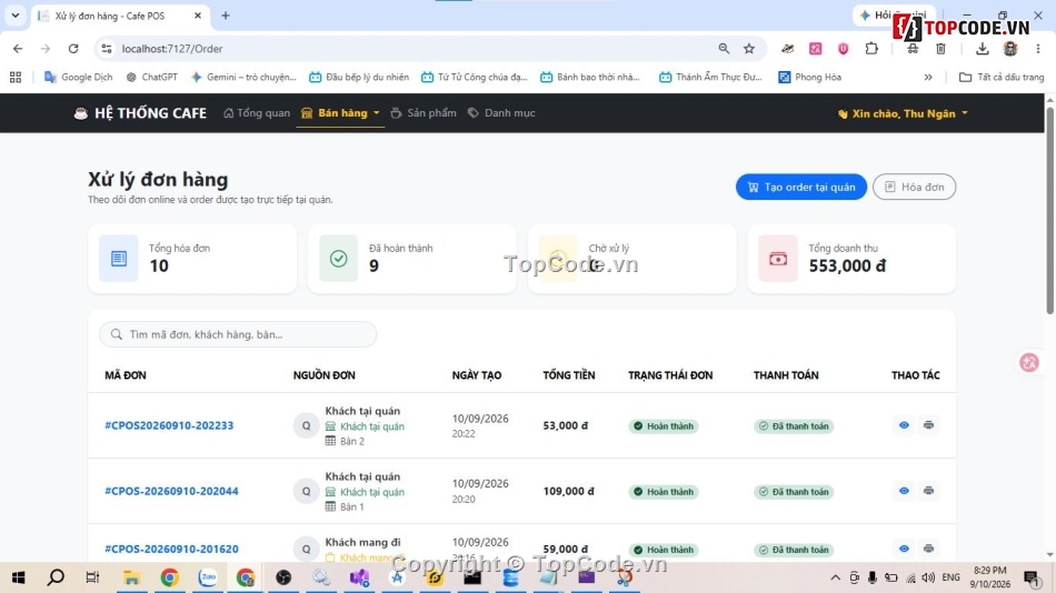 ASP.NET,MVC,Cafe,Website Quản lý Hệ thống,Website cafe