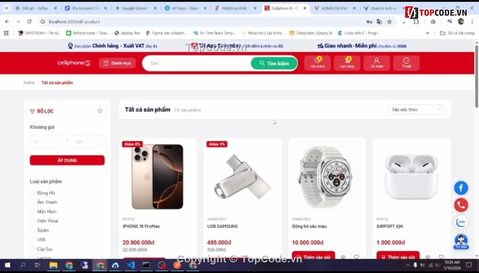 bán đồ điện tử,CellphoneS web,ReactJS NodeJS