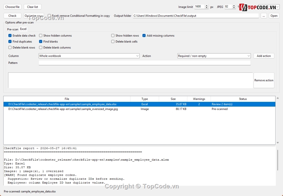 Kiểm tra tập tin,tối ưu hóa tập tin,ứng dụng Python,ứng dụng Windows,kiểm tra excel,công cụ ngoại tuyến