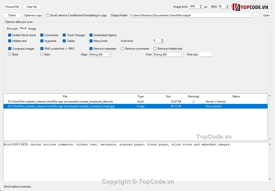 Kiểm tra tập tin,tối ưu hóa tập tin,ứng dụng Python,ứng dụng Windows,kiểm tra excel,công cụ ngoại tuyến