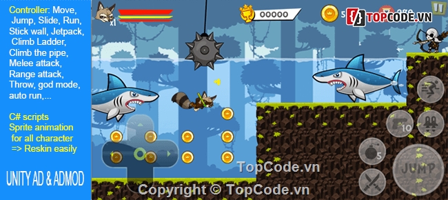 Super Raccoon Adventures,Platform 2D All In One (P2DAIO),Super Raccoon,source code game,P2DAIO fv1.0,acc game