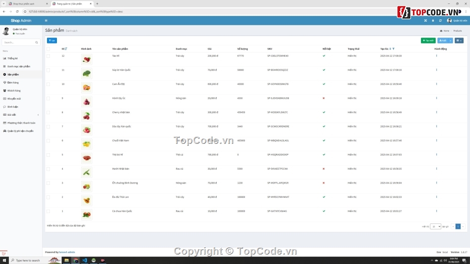 source code website bán thực phẩm sạch,sharecode website bán sản phẩm tự nhiên,website php mysql bán rau củ sạch