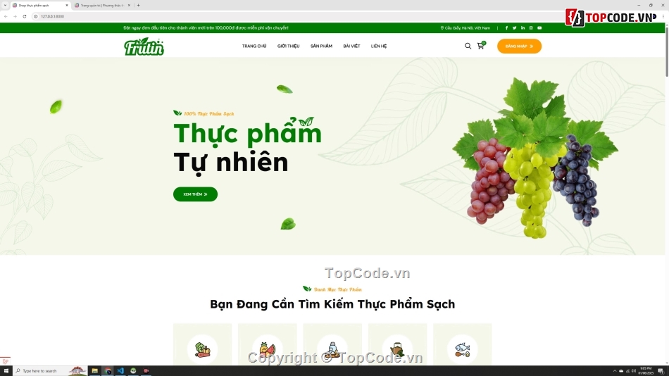 source code website bán thực phẩm sạch,sharecode website bán sản phẩm tự nhiên,website php mysql bán rau củ sạch