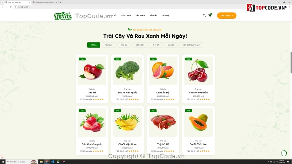 source code website bán thực phẩm sạch,sharecode website bán sản phẩm tự nhiên,website php mysql bán rau củ sạch