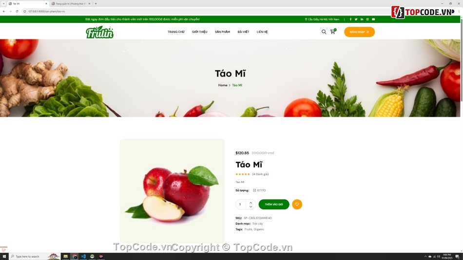 source code website bán thực phẩm sạch,sharecode website bán sản phẩm tự nhiên,website php mysql bán rau củ sạch