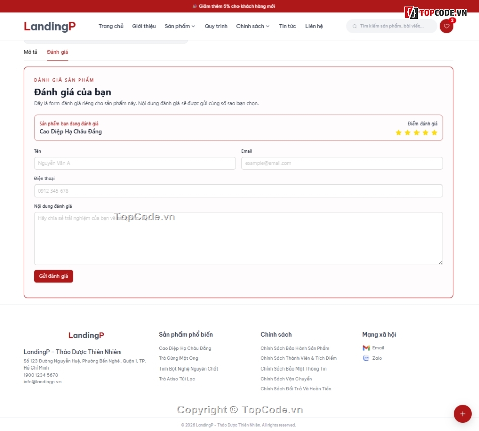 Landing Page,quản lý sản phẩm,source code quản lý,source code      database,Sản phẩm,Blog