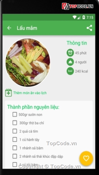 hướng dẫn nấu ăn,Code android dạy nấu ăn,Mã nguồn ứng dụng nấu ăn,ứng dụng làm món ăn,Địa điểm ăn uống