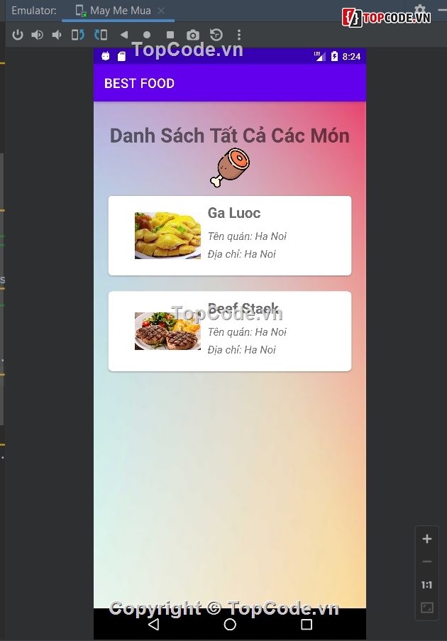 Code app Món Ăn Android,Source code App Food,Code app gọi món ăn
