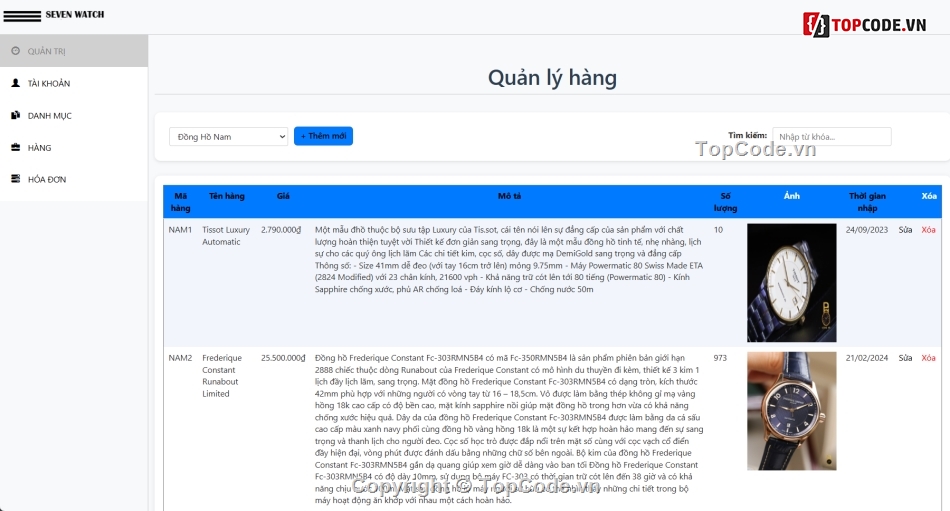 ASP.NET,website bán đồng hồ,đồ án asp.net,.net,Bán đồng hồ