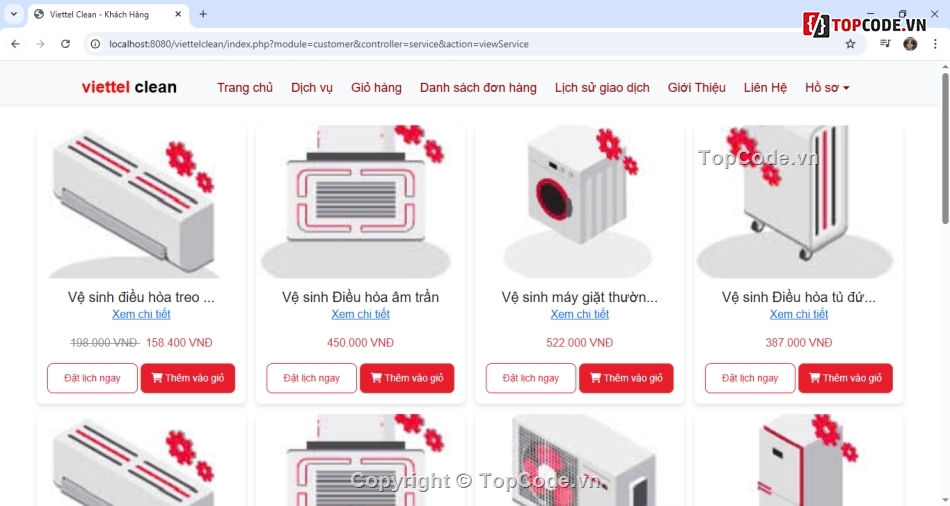 đặt lịch vệ sinh,web dịch vụ,web đặt lịch