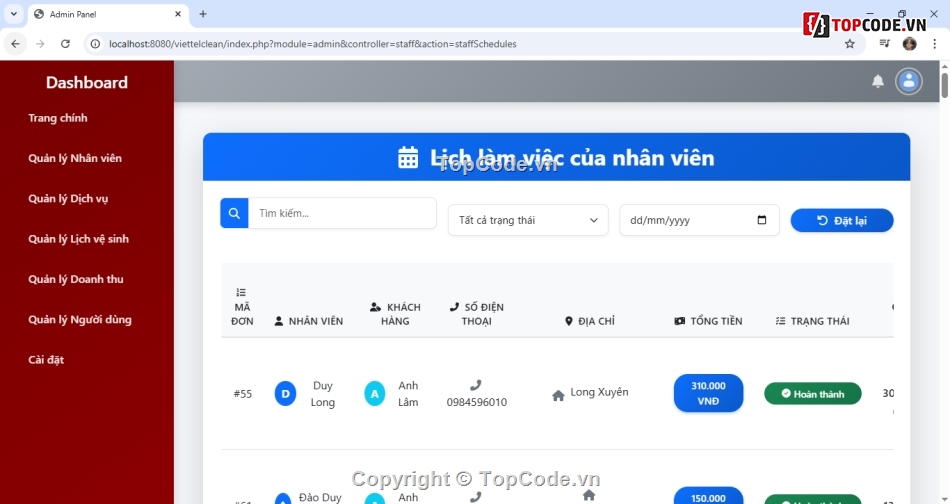 đặt lịch vệ sinh,web dịch vụ,web đặt lịch