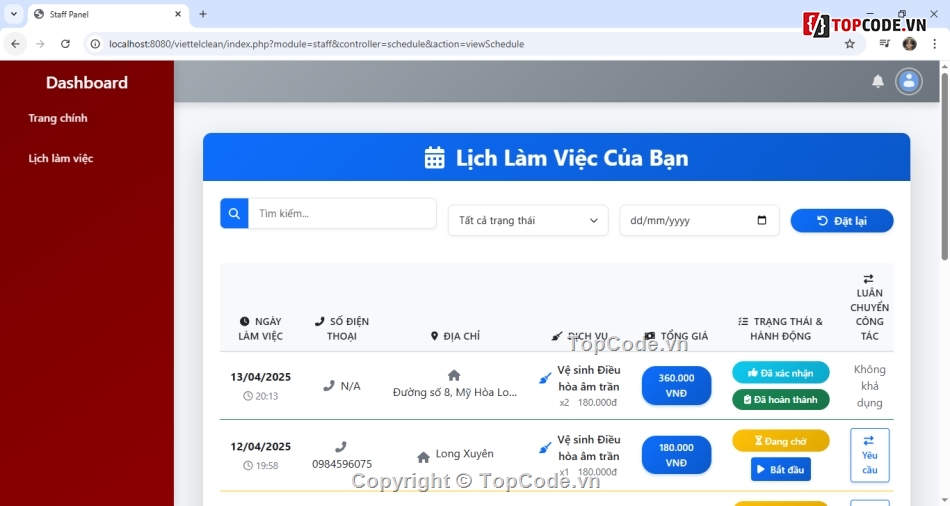 đặt lịch vệ sinh,web dịch vụ,web đặt lịch