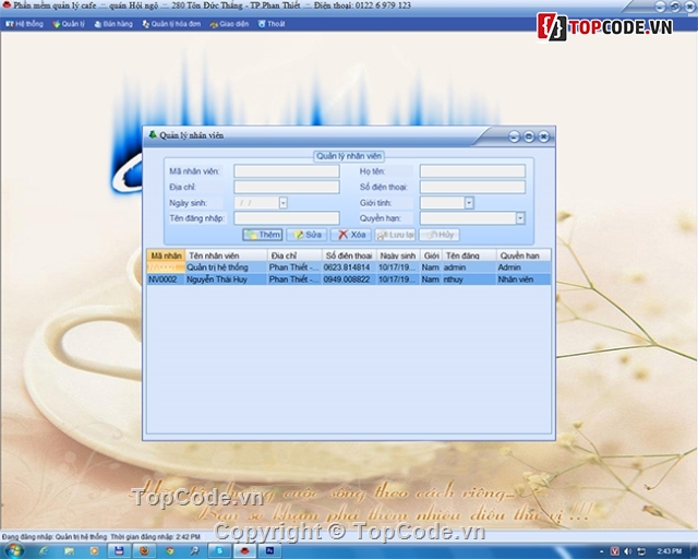 code quản lý cafe,code quan ly,quản lý quán ăn,quản lý coffe,quản lý cà phê