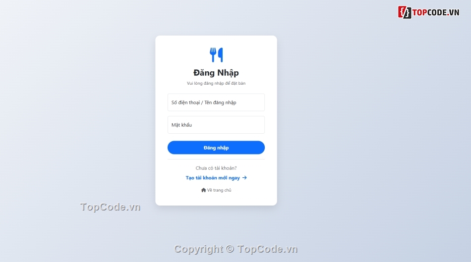 giao hàng,nhà hàng,đặt bàn nhà hàng,Code giao diện đẹp