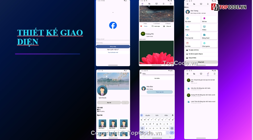 Code đồ án,đồ án android,facebook,android studio,full báo cáo,mã nguồn mạng xã hội