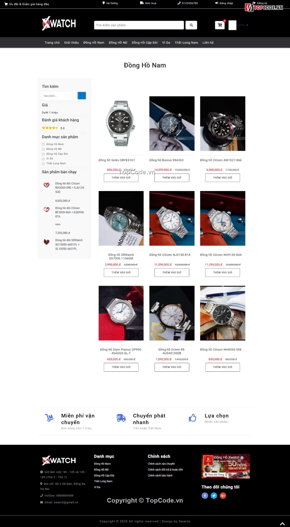 Web bán đồng hồ,web đồng hồ,shope đồng hồ,đồng hồ,code web đồng hồ,website bán đồng hồ