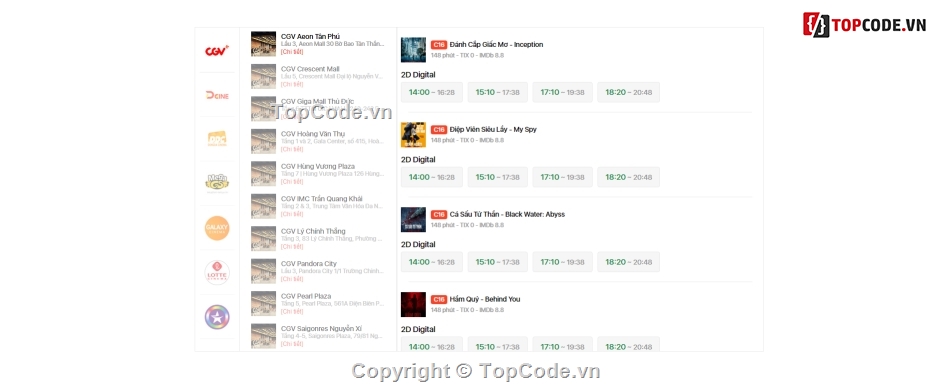 Source code web đặt vé xem phim,Source code web bán vé xem phim,Template web đặt vé xem phim,Đồ án bán vé xem phim,Xây dựng website đặt vé xem phim,Web book vé xem phim