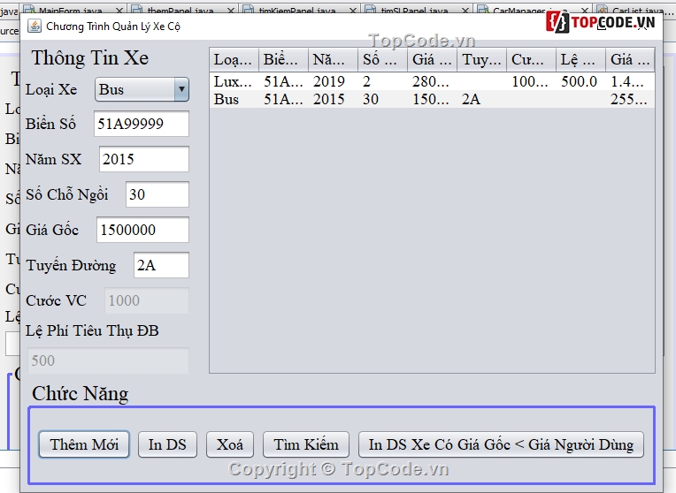 quản lý xe Java Swing,code quản lý xe,source code quản lý xe java,quản lý xe java