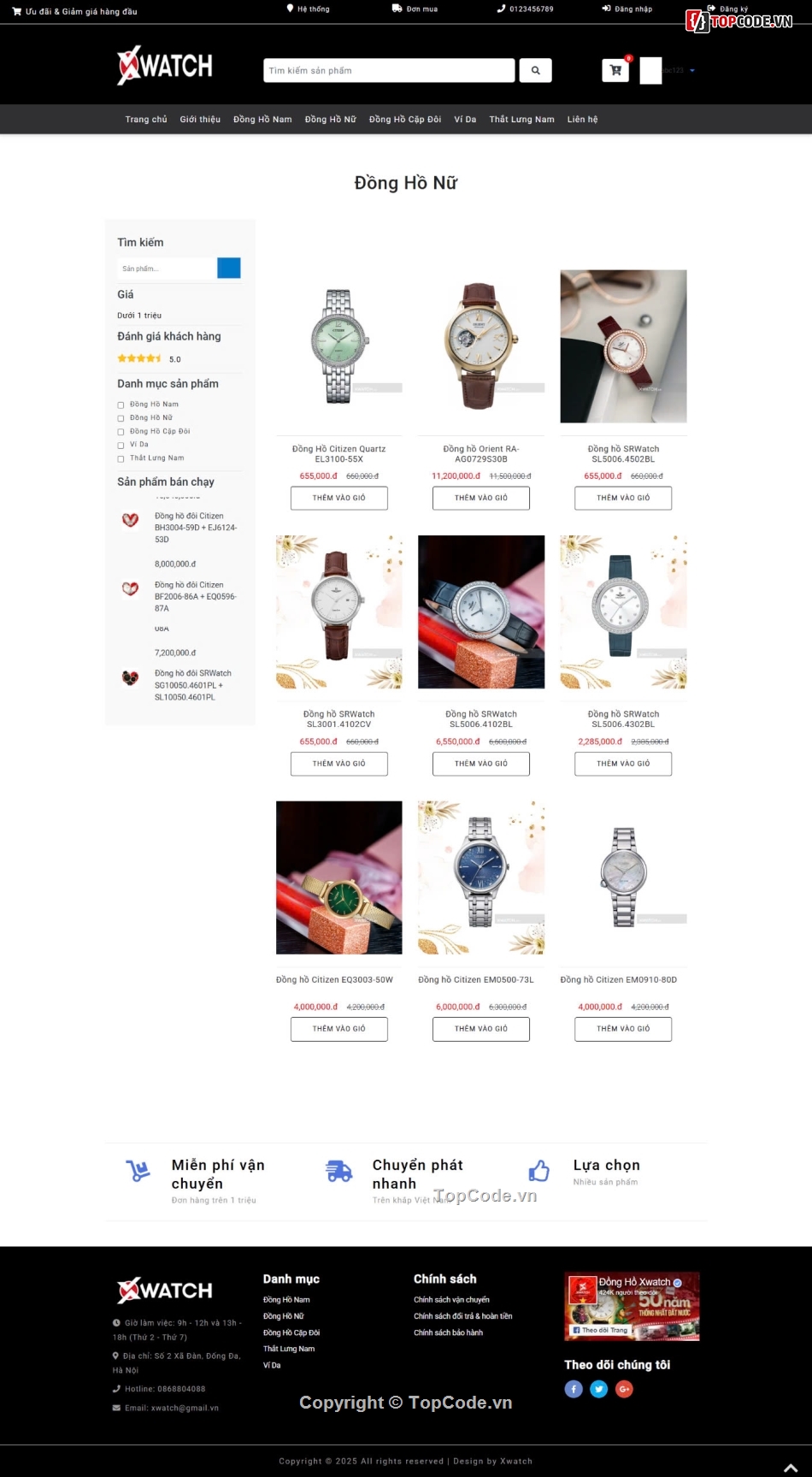 Web bán đồng hồ,web đồng hồ,shope đồng hồ,đồng hồ,code web đồng hồ,website bán đồng hồ