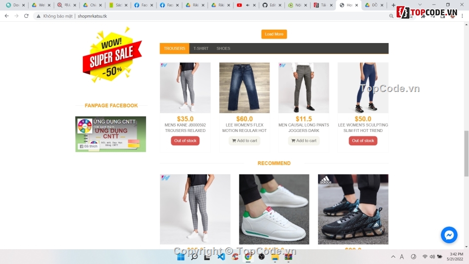 Website bán quần áo online,Website E-Commerce Fashion,Code Website bán quần áo,Full code  Website bán quần áo,Code đồ án  Website bán quần áo