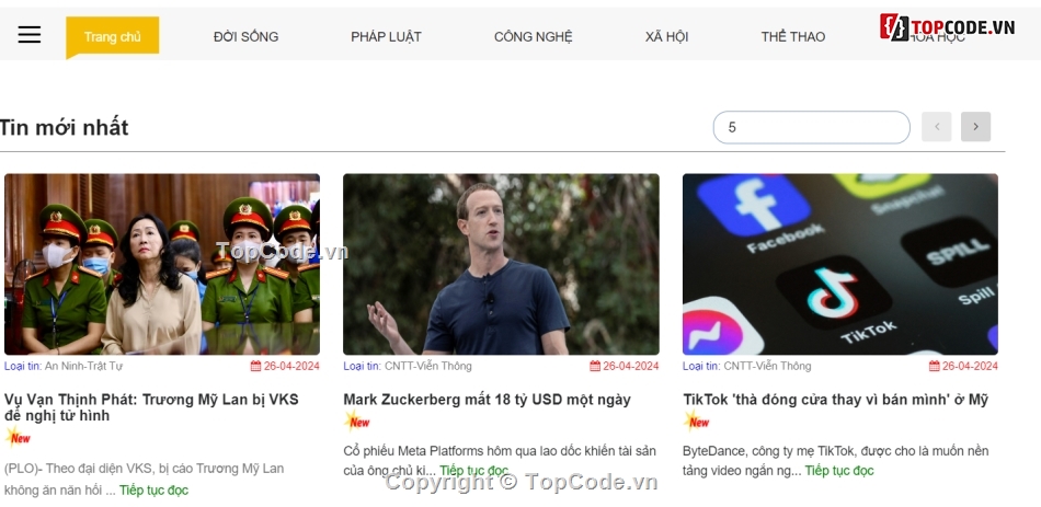 Web tin tức,Website tin tức,Code đồ án web tin tức,Code website tin tức PHP