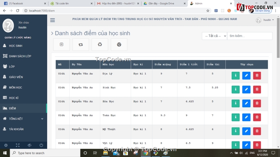 Website quản lý điểm học sinh,Phần mềm quản lý học sinh,code quản lý điểm học sinh,Phần mềm quản lý điểm sinh viên