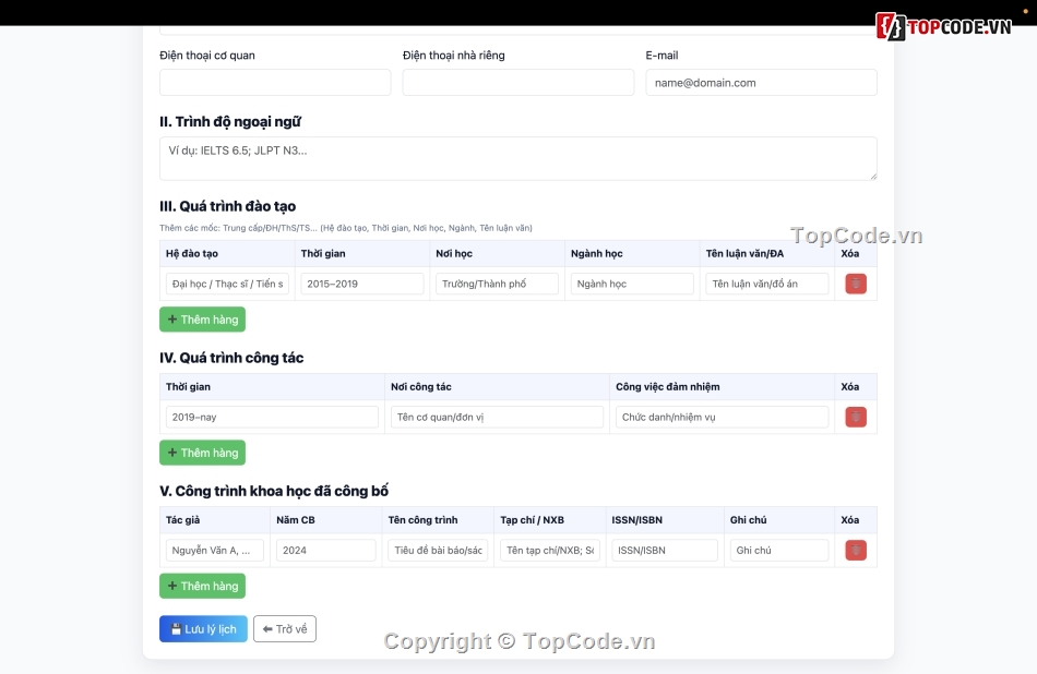 Quản lý giáo viên thỉnh giảng,Quản lý nhân viên,Code Quản lý hồ sơ giáo viên
