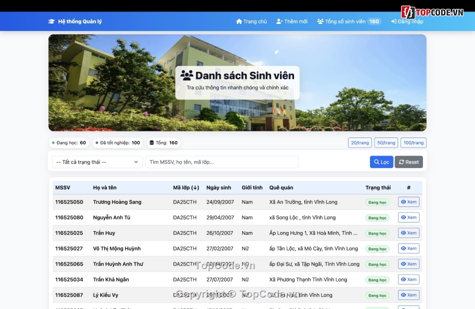 Quản lý sinh viên,Quản lý học sinh,Quản lý nhân viên