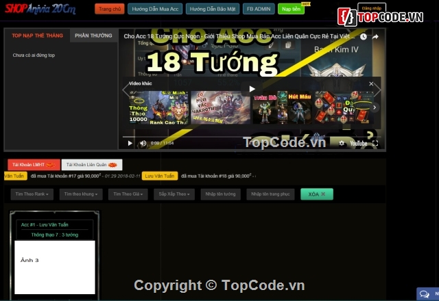 Code shop bán acc,code shop tự động,code shop liên minh,code shop liên quân mobile,shop fifa online 3,code shop fifa online 4