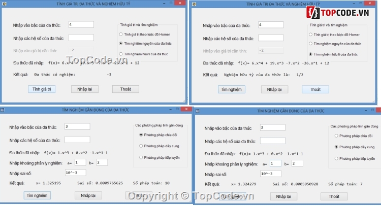 Đa thức và ứng dụng,Ứng dụng thuật toán,Demo thuật toán,code đa thức ứng dụng,Code C# thuật toán đa thức