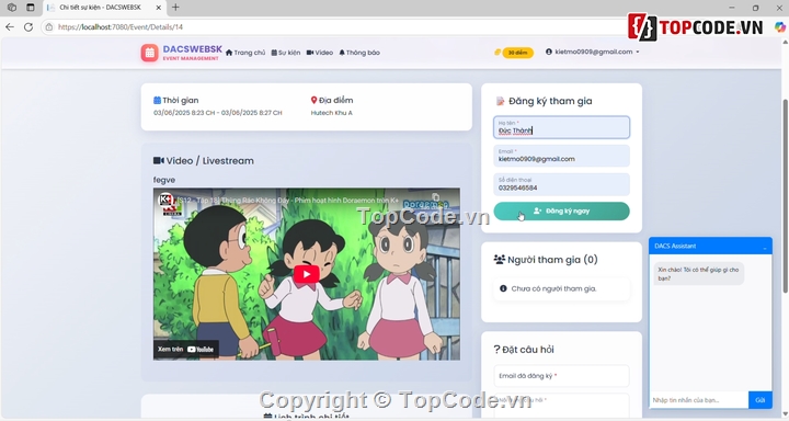 web sự kiện,Hệ thống quản lý sự kiên,Quản lý sự kiện